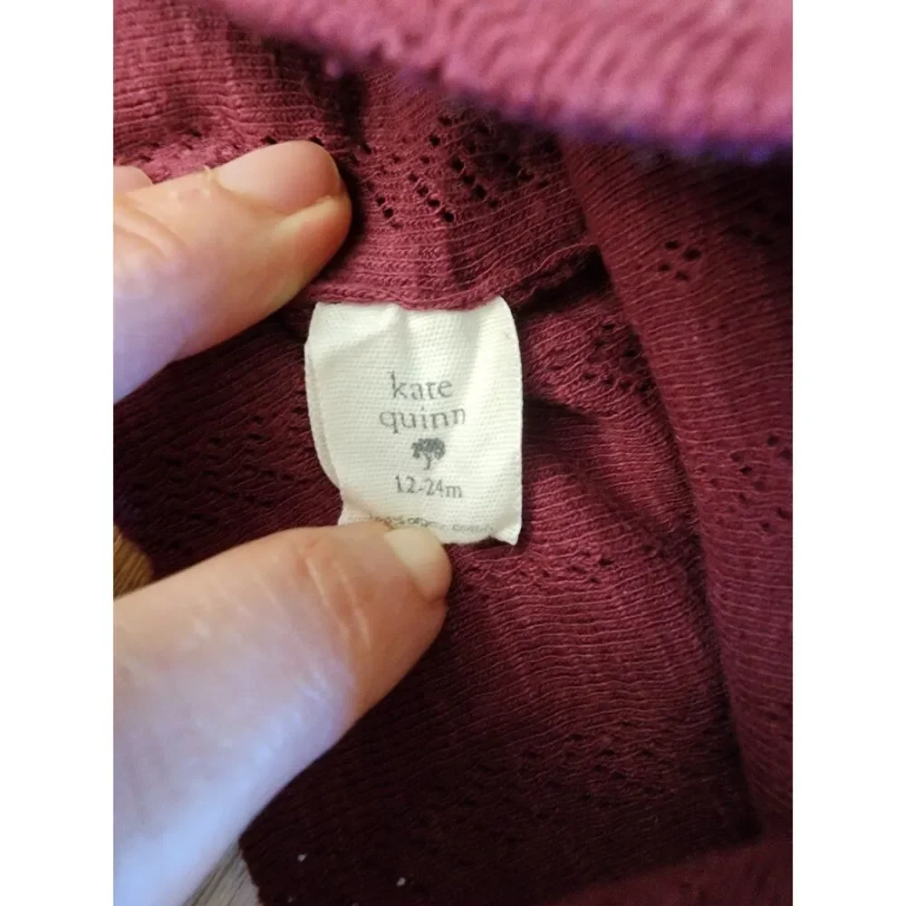 Kate Quinn 18-24M Bear Beanie Truffle Organic Cotton Pointelle EUC